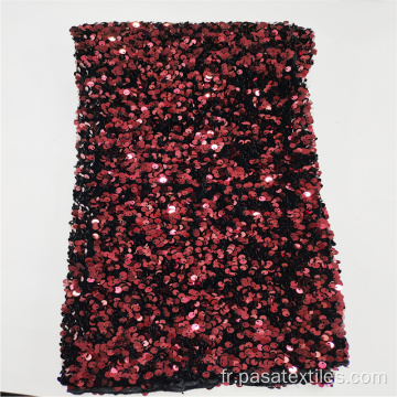 2021 nouveau tissu à paillettes de velours rouge foncé